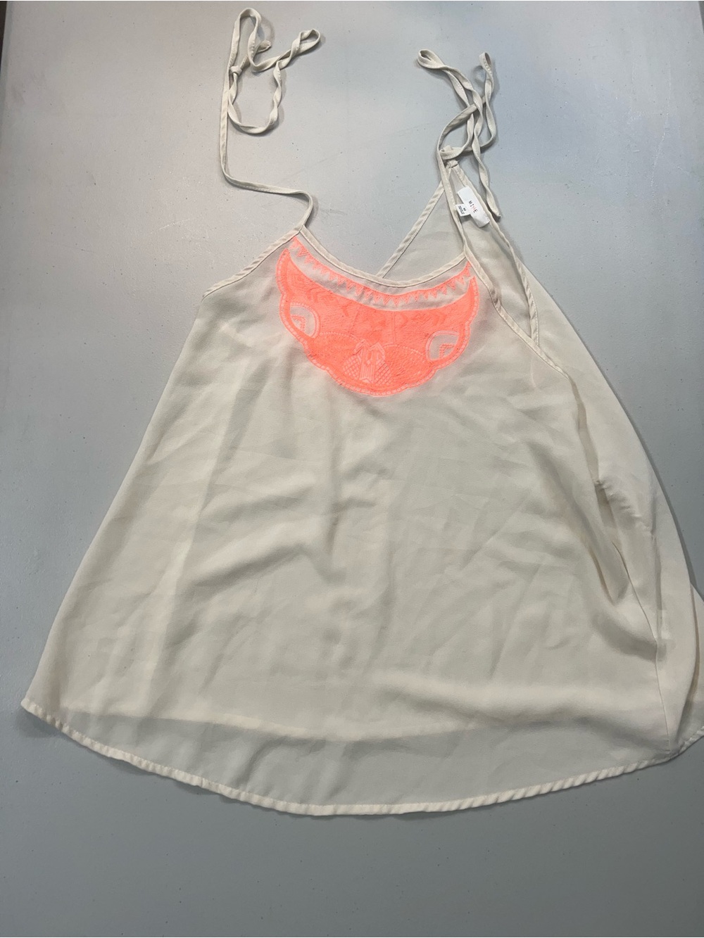 Mine Women’s Beige Halter Tank Top Medium Coral Sleeveless Blouse Boho